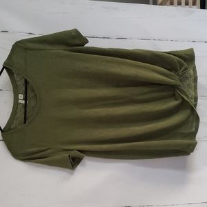 Women's Olive Short Sleeve Knot-Front Tee